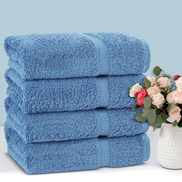 Luxury 100% Cotton Turkish Bath Towels Set of 4 Wedgewood
