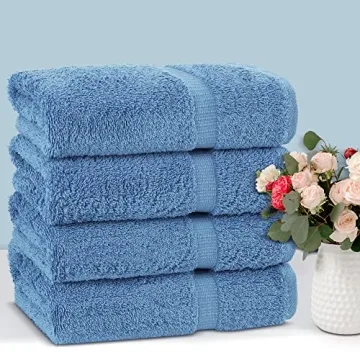 Luxury 100% Cotton Turkish Bath Towels Set of 4 Wedgewood