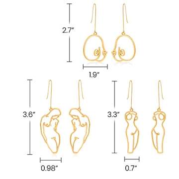 Female Face Body Dangle Earring Gold Aesthetic Statement Earring Abstract Fun Jewelry for Women