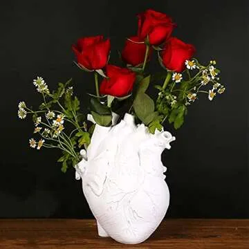 Heart Shaped Resin Flower Vase for Home Decor