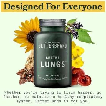 Betterbrand BetterLungs Daily Respiratory Health Supplement | with Mullein Leaf, Elderberry, Vitamin D, Ginseng and Reishi Mushroom | Lung Health, Allergy, Sinus, and Mucus Relief (60 Capsules)