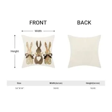 CXMEIFLY Easter Pillow Covers 18 x 18 Inch Set of 2 for Vintage Polka Dot Love Heart Bunny Decor Throw Pillows Spring Bow Rabbit Outdoor Farmhouse Decorative Cushion Cases for Couch Bed Decoration