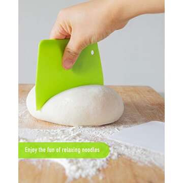 YUNDUOJIA (2PCS) Dough Scraper Bowl Scraper ，Food safe Plastic Dough Cutter， Flexible Plastic Sc...