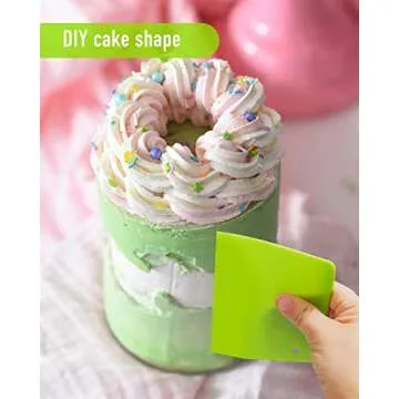 YUNDUOJIA (2PCS) Dough Scraper Bowl Scraper ，Food safe Plastic Dough Cutter， Flexible Plastic Scraper Practical Bench Scraper Multipurpose Food Scrappers for Bread Dough Cake Fondant Icing