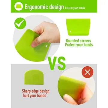 YUNDUOJIA (2PCS) Dough Scraper Bowl Scraper ，Food safe Plastic Dough Cutter， Flexible Plastic Scraper Practical Bench Scraper Multipurpose Food Scrappers for Bread Dough Cake Fondant Icing