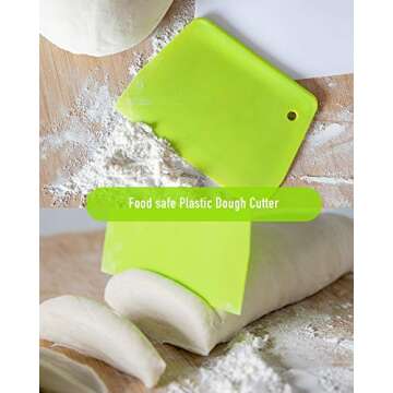 YUNDUOJIA (2PCS) Dough Scraper Bowl Scraper ，Food safe Plastic Dough Cutter， Flexible Plastic Scraper Practical Bench Scraper Multipurpose Food Scrappers for Bread Dough Cake Fondant Icing