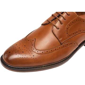 Jousen Men's Dress Shoes Classic Brogue Lightweight Oxford Business Brown Wingtip Shoes(MY625 Brown 11)
