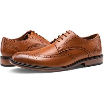 Jousen Men's Dress Shoes Classic Brogue Lightweight Oxford Business Brown Wingtip Shoes(MY625 Brown 11)