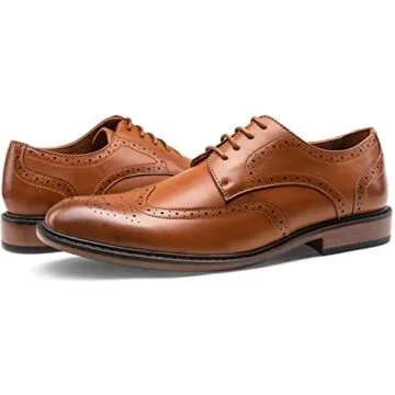 Jousen Men's Dress Shoes Classic Brogue Lightweight Oxford Business Brown Wingtip Shoes(MY625 Brown 11)
