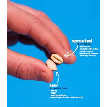 Daily Crunch Sprouted Almonds, 5 Ounce Resealable Bags (Family Pack, 5 Pack) (Packaging May Vary, Contains: Original Sprouted, Cherry Berry, Turmeric and Sea Salt, Nashville Hot, Cacao and Sea Salt