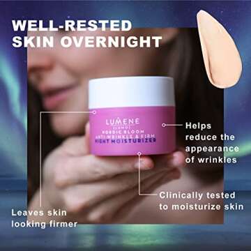 Lumene [Lumo Nordic Bloom Anti-Wrinkle + Firming Night Cream - Hydrating Face Moisturizer for Visibly Firmer, Radiant & Smooth Skin - Formulated with Pre-Retinol Complex + Lingonberry Extract (50ml)