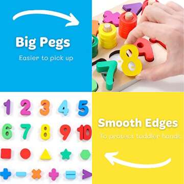 GeroCrew Wooden Montessori Toys - Educational Number Puzzles for Kids