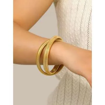 KeyStyle Gold Bracelet Stack - Non Tarnish Women’s Cuff