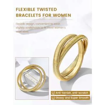 KeyStyle Gold Bracelet Stack - Non Tarnish Women’s Cuff