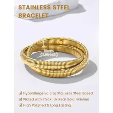 KeyStyle Gold Bracelet Stack - Non Tarnish Women’s Cuff