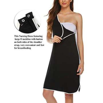 Ekouaer Labor and Delivery Gown for Hospital 3 in 1 Nursing Dress Sleeveless Maternity Snap Button B...