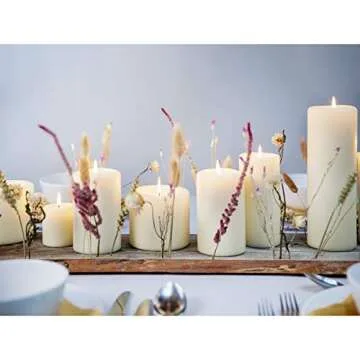 BOLSIUS 6 Ivory Pillar Candles Bulk - 3x9 Inches Candle Set - 116+ Hours Clean Burning - No Palm Oil - 0% Animal Fat - Premium European Quality - Unscented Dripless Any Occasion Pillars