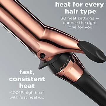 INFINITIPRO BY CONAIR Rose Gold Titanium 1 1/2-Inch Curling Iron, 1 ½ inch barrel produces soft waves – for use on medium and long hair