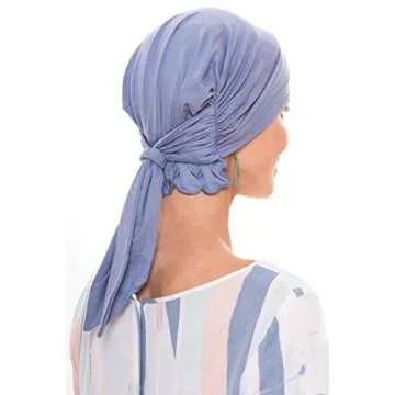 Boho Scarf | Pre Tied Head Scarves | Ready Tie Beanie Head Scarf Burgundy