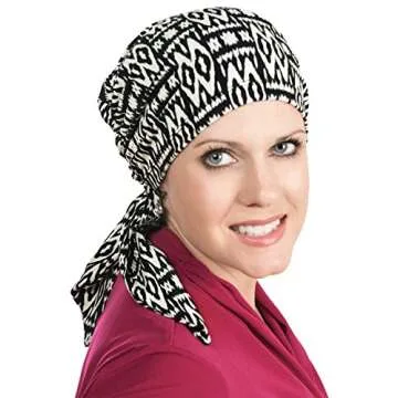 Boho Scarf | Pre Tied Head Scarves | Ready Tie Beanie Head Scarf Burgundy