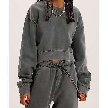 Meladyan Women's Casual Cropped Sweatshirt - Comfortable & Stylish Crop Top