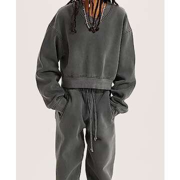 Meladyan Women's Casual Cropped Sweatshirt for Fall Style