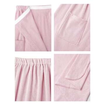 SIORO Bath Shower Wrap for Women Body Towel Wraps Spa Gym Pool Travel Bath Towels with Adjustable Closure & Pockets