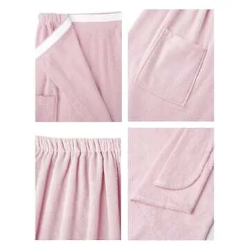 SIORO Bath Shower Wrap for Women Body Towel Wraps Spa Gym Pool Travel Bath Towels with Adjustable Closure & Pockets