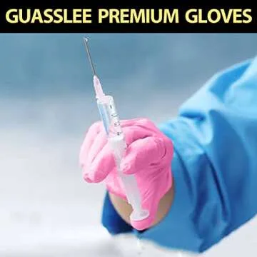 100 Pack Pink Vinyl Disposable Gloves - Latex Free and Power Free Food Grade Exam Gloves for Cleaning, Food Prep, Kitchen Use, Medium