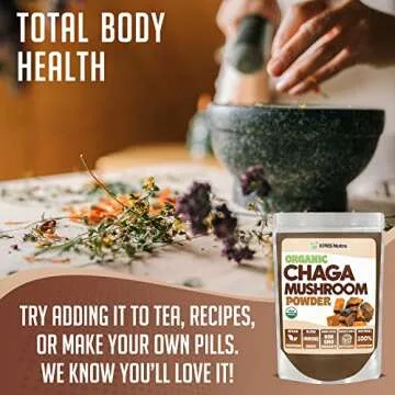 XPRS Nutra Organic Chaga Mushroom Powder - Premium USDA Organic Chaga Mushrooms Powder - Chaga Powder Supports Immune Health - Vegan Friendly Superfood for Chaga Tea and Beverages (16 oz)