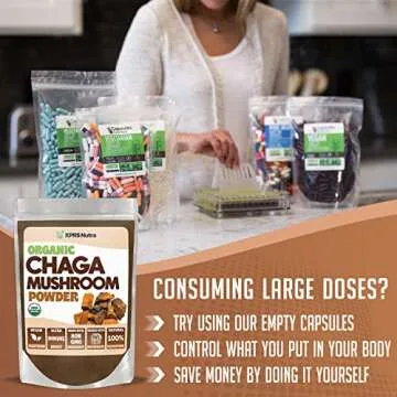 XPRS Nutra Organic Chaga Mushroom Powder - Premium USDA Organic Chaga Mushrooms Powder - Chaga Powder Supports Immune Health - Vegan Friendly Superfood for Chaga Tea and Beverages (16 oz)