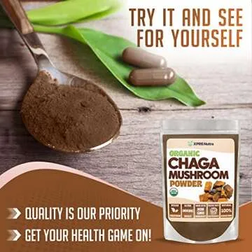 XPRS Nutra Organic Chaga Mushroom Powder - Premium USDA Organic Chaga Mushrooms Powder - Chaga Powder Supports Immune Health - Vegan Friendly Superfood for Chaga Tea and Beverages (16 oz)