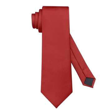 KOOELLE Mens Tie Set Solid Color 3.15" (8CM) Formal Red Tie and Pocket Square Set For Men