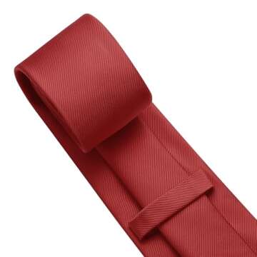 KOOELLE Mens Tie Set Solid Color 3.15" (8CM) Formal Red Tie and Pocket Square Set For Men