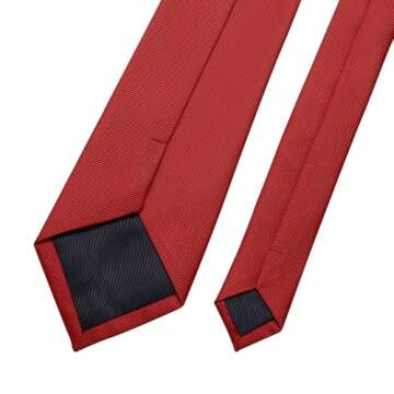 KOOELLE Mens Tie Set Solid Color 3.15" (8CM) Formal Red Tie and Pocket Square Set For Men