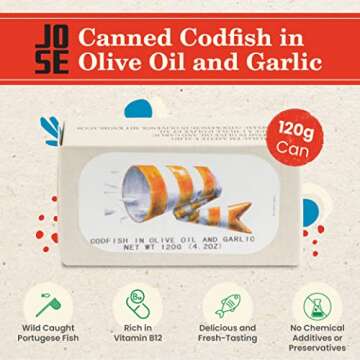 Jose Gourmet Codfish in Olive Oil - Wild Caught Portuguese Delicacy, 125g Can