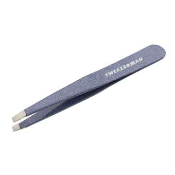 Tweezerman Stainless Steel Slant Tweezer - Eyebrow Tweezers for Women and Men (Sky Blue)