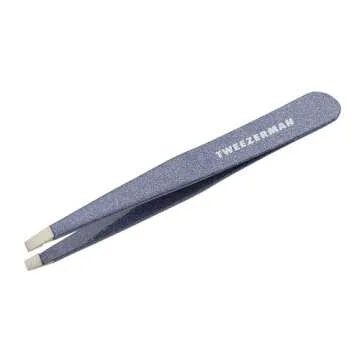 Tweezerman Stainless Steel Slant Tweezer - Eyebrow Tweezers for Women and Men (Sky Blue)