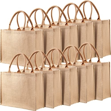 Stylish Shappy 10 Pack Burlap Tote Bag Set - Perfect for Gifts and DIY Projects