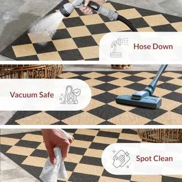 nuLOOM 7' x 9' Outdoor Performance Area Rug, Stain Resistant, Weather Resistant, High Traffic, Patio, Balcony, Outside, Sabina Dark Grey