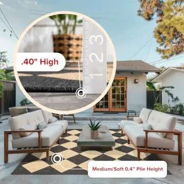 nuLOOM 7' x 9' Outdoor Performance Area Rug, Stain Resistant, Weather Resistant, High Traffic, Patio, Balcony, Outside, Sabina Dark Grey