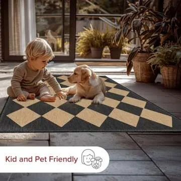 nuLOOM 7' x 9' Outdoor Performance Area Rug, Stain Resistant, Weather Resistant, High Traffic, Patio, Balcony, Outside, Sabina Dark Grey