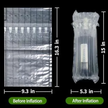 Wine Bottle Travel Protector Bags, Monkkino 16 Packs Inflatable Bubble Cushion Wrap, Safety Choice for Glass Bottles in Transport with Luggage, Air Filled Packaging Sleeves with Reusable Pump