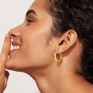 Adoyi 14K Gold Plated Hoop Earrings Set for Women