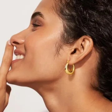 Adoyi 14K Gold Plated Hoop Earrings Set for Women