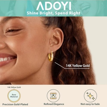Adoyi 14K Gold Plated Hoop Earrings Set for Women