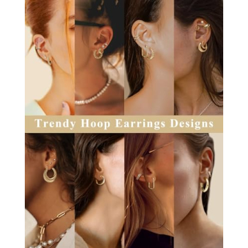 Adoyi 14K Gold Plated Hoop Earrings Set for Women