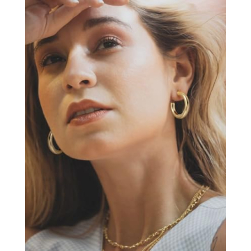 Adoyi 14K Gold Plated Hoop Earrings Set for Women