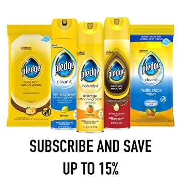 Pledge Wood Wipes – Shine & Protect with Refreshing Lemon Scent (24 Count)