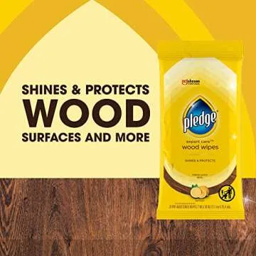 Pledge Wood Wipes Shine & Protect Lemon Scent 24 Count